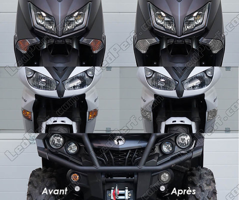 Front indicators LED for Kawasaki KVF 650 IRS before and after