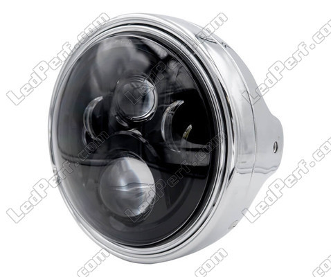 Example of round chrome headlight with black LED optic for Moto-Guzzi California 1400 Touring