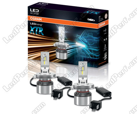 Packaging and 2 LED Headlights Bulbs H4 Osram LEDriving® XTR 6000K - 64193DWXTR