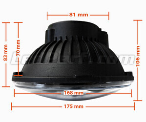 Black Full LED Motorcycle Optics for Round Headlight 7 Inch - Type 1 Dimensions