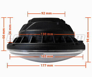 Black Full LED Motorcycle Optics for Round Headlight 7 Inch - Type 5 Dimensions