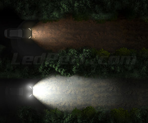 Comparaison faisceau avec ampoules LED H4 Osram XTR vs faisceau avec ampoules d'origines