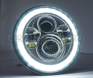 Optique Moto Full LED Chromé Pour Phare Rond 7 Pouces - Type 5 Angel Eye