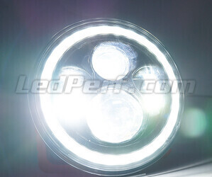 Optique Moto Full LED Noir Pour Phare Rond 7 Pouces - Type 5 Eclairage Blanc Pur