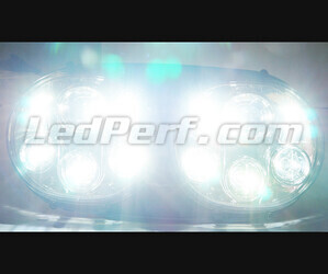 Phare Moto Full LED Chromé Pour Harley Davidson Road Glide (1998-2014) Eclairage Blanc Pur