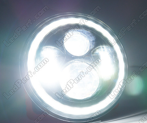 Optique Moto Full LED Noir Pour Phare Rond 7 Pouces - Type 5 Eclairage Blanc Pur