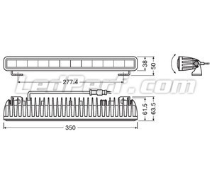 Schematic of the Dimensions for the Osram LEDriving® LIGHTBAR SX300-CB LED bar