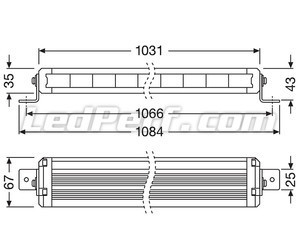 Schematic of the Dimensions for the Osram LEDriving® LIGHTBAR VX1000-CB SM LED bar