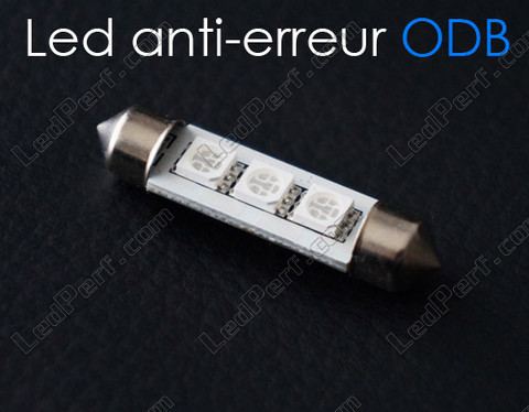 42mm 578 - 6411 - C10W LED bulb with no OBC error - Anti-OBC error Red