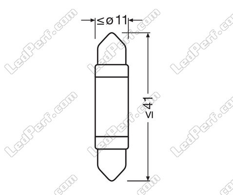 Dimensions Osram Ledriving SL 41mm C10W LED shuttle bulb - White 6000K - 6413DWP-01B