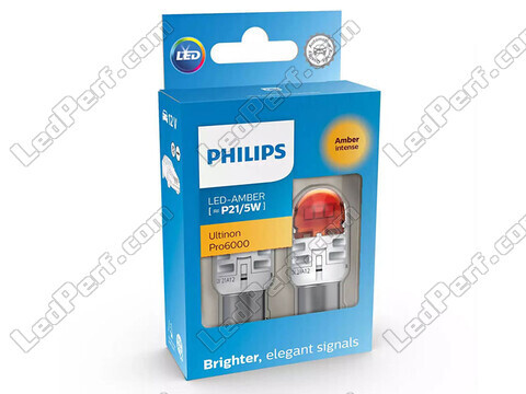 2x LED bulbs Philips PY21/5W Ultinon PRO6000 - Amber - BAY15D - 11499AU60X2