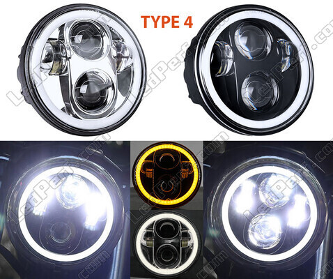 Type 4 LED headlight for Honda VTX 1300 - Round motorcycle optics approved