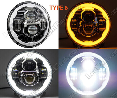 Type 6 LED headlight for Kawasaki Vulcan 900 Custom - Round motorcycle optics approved