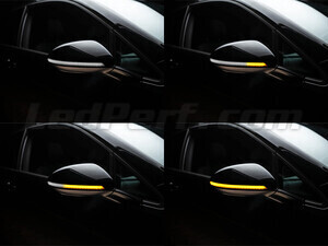 Different stages of the scrolling light of Osram LEDriving® dynamic turn signals for Volkswagen Golf (VII) side mirrors