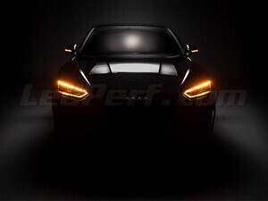 Audi A3 (8V) vue de face équipée des clignotants dynamiques Osram LEDriving® pour rétroviseurs