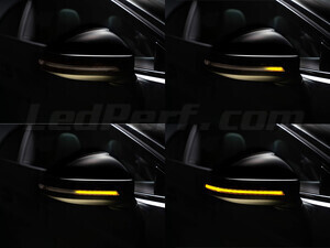 Différentes étapes du défilement de la lumière des Clignotants dynamiques Osram LEDriving® pour rétroviseurs de Audi A3 (8V)