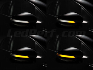 Différentes étapes du défilement de la lumière des Clignotants dynamiques Osram LEDriving® pour rétroviseurs de Volkswagen Golf (VI)