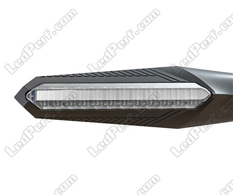 Front view of dynamic LED turn signals with Daytime Running Light for CFMOTO NK 650 (2013 - 2015)