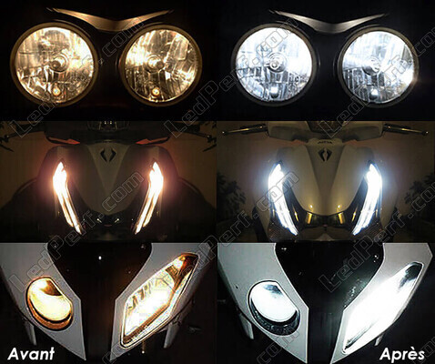 xenon white sidelight bulbs LED for Indian Motorcycle Scout bobber 1133 (2018 - 2023) before and after