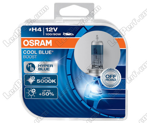 Ampoules 9003 (H4 - HB2) Osram Cool Blue Boost 5000K  effet xénon ref: 62193CBB-HCB dans packaging de 2 ampoules
