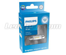 LED festoon bulb C10W 43mm Philips Ultinon Pro6000 Warm White 4000K - 11866WU60X1 - 12V