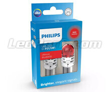 2x Philips P21/5W Ultinon PRO6000 LED Bulbs - Red - 11499RU60X2 - 1157R