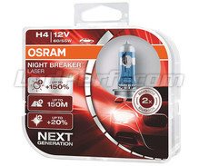 Pack of 2 Osram Night Breaker Laser +150% 9003 (H4 - HB2) bulbs  - 64193NL-HCB